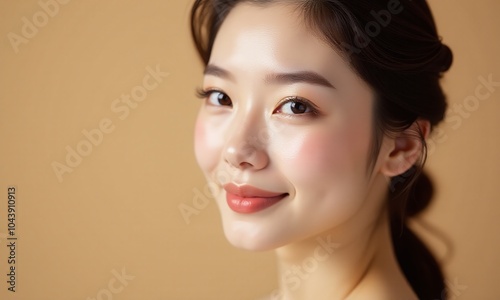 Beautiful portrait Asian Korean woman makeup of cosmetic