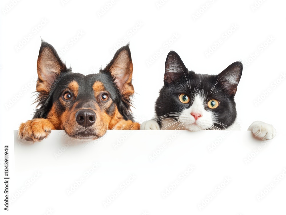 Smiling Dog and cat peeking over a blank white board on white background --ar 4:3 --style raw --v 6.1 Job ID: 403b1761-3f20-494e-8c9b-4635b595be6b Smiling Dog and cat peeking over a blank white board on white background --ar 4:3 --style raw --v 6.1 Job ID: 403b1761-3f20-494e-8c9b-4635b595be6b