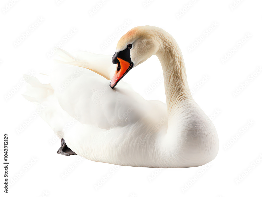 Fototapeta premium Elegant white swan gracefully posing with a serene expression.