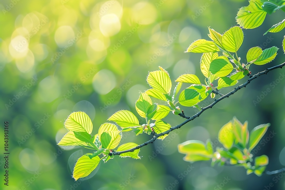Green leaves with sunlight and bokeh background. Nature background. Green leaves with sunlight and bokeh background. Nature background.