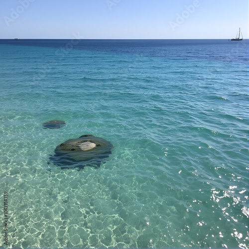 Onde del mare sulla spiaggia in estate, in Sardegna