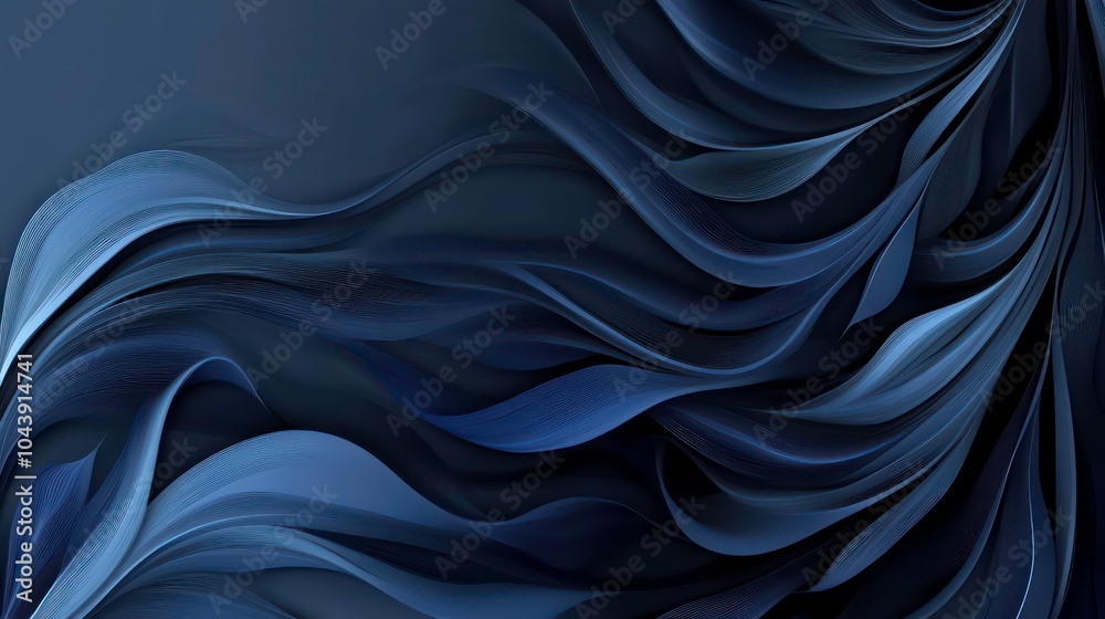 Obraz premium Abstract blue wavy pattern with flowing lines in a 3D style.