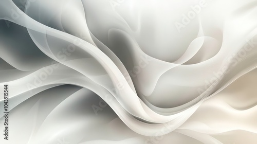 Abstract background of flowing, wavy, white and grey lines.