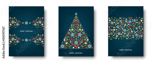 Wallpaper Mural Merry Christmas greeting card on blue background. Torontodigital.ca