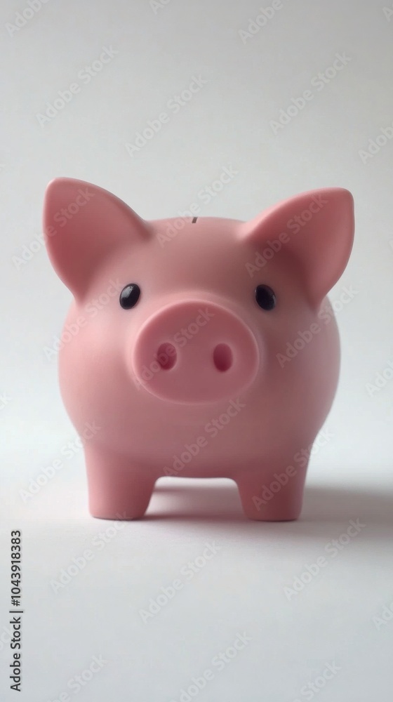 A pink piggy bank stands on a light background, representing savings and financial goals A pink piggy bank stands on a light background, representing savings and financial goals
