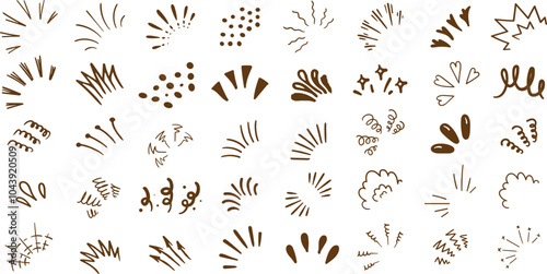 Line confetti exclamation icon elements