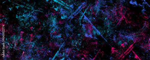 Star field background Aquamarine and pink dark red pink, teal and purple nebula universe. Cosmic neon light blue watercolor background aquarelle deep black Paper textured. Fantastic outer view space	