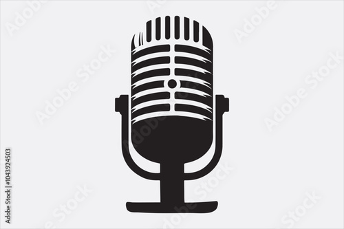 A black vector illustration of a logo style microphone