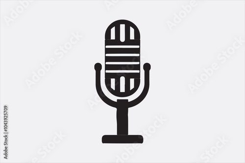 A black vector illustration of a logo style microphone