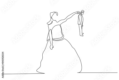 couple marriage manipulate woman dominant character problem relationship one line art design vector