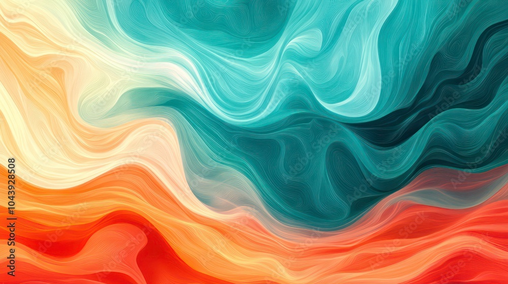 Obraz premium Abstract wavy background with shades of blue, orange, and yellow.
