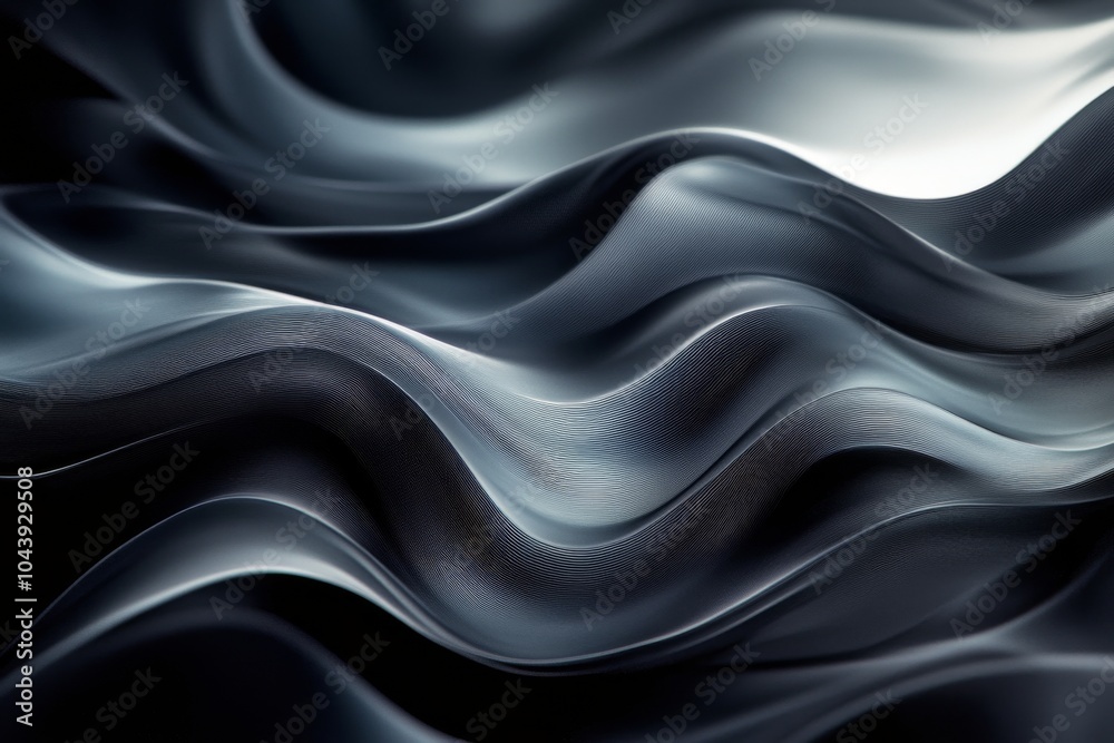 Obraz premium Abstract flowing fabric texture in shades of blue and gray creating a dynamic visual effect