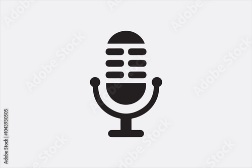 A black vector illustration of a logo style microphone