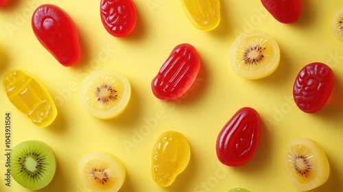 Fruit Gummy Delight: Organic Snack for Kids. Colorful Delicious Fruit Candy