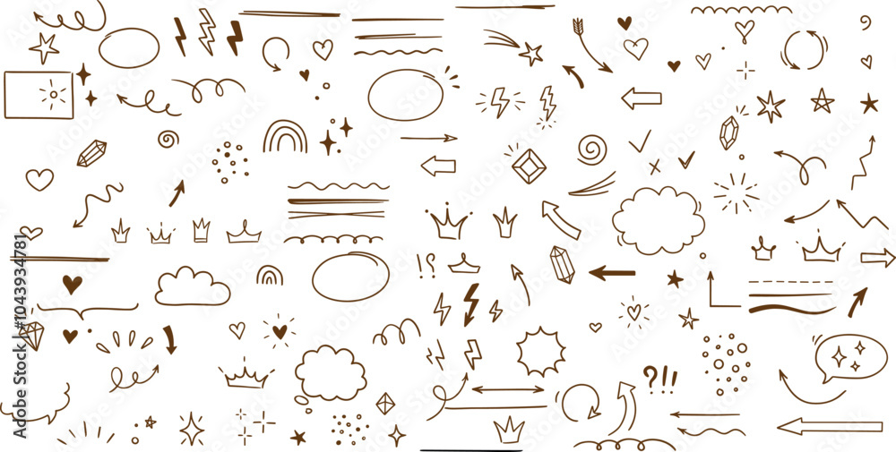 Sketch line arrow element, star, heart shape. Hand drawn doodle sketch Sketch line arrow element, star, heart shape. Hand drawn doodle sketch