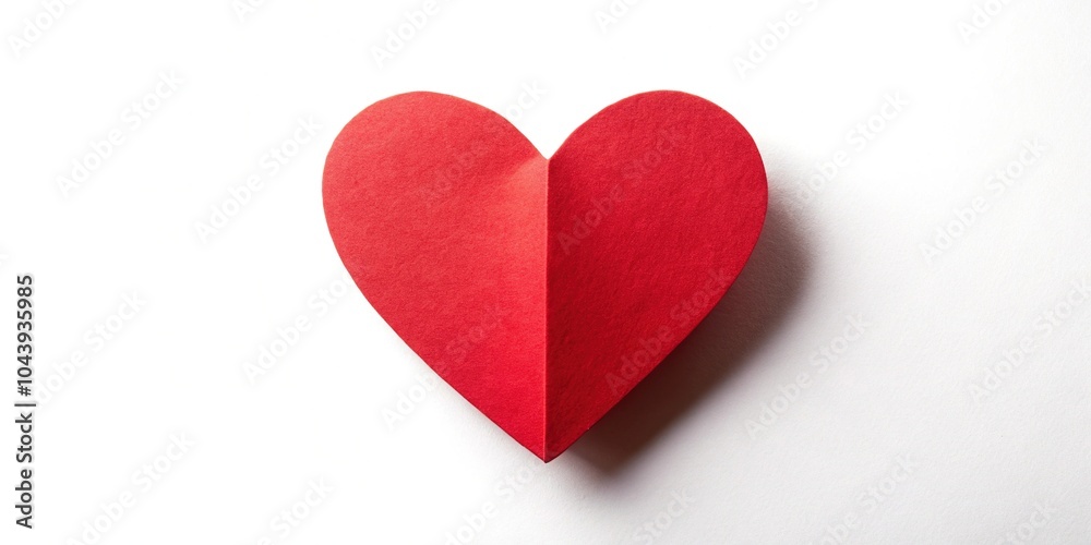 Red paper heart isolated on white background panoramic Red paper heart isolated on white background panoramic