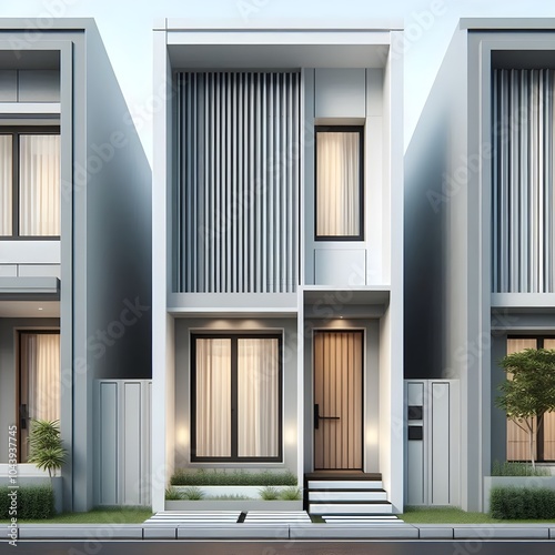 3D HOUSE RENDER OF A 3-STOREY HOUSE THE HOUSE IS WHITE