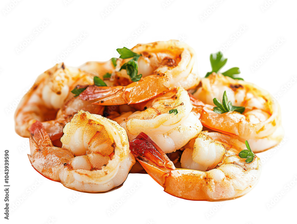 Grilled shrimp garnished with fresh herbs, showcasing a vibrant, appetizing seafood dish. Grilled shrimp garnished with fresh herbs, showcasing a vibrant, appetizing seafood dish.