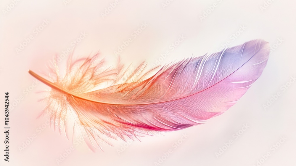 Close-Up of a Delicate and Colorful Bird Feather Close-Up of a Delicate and Colorful Bird Feather