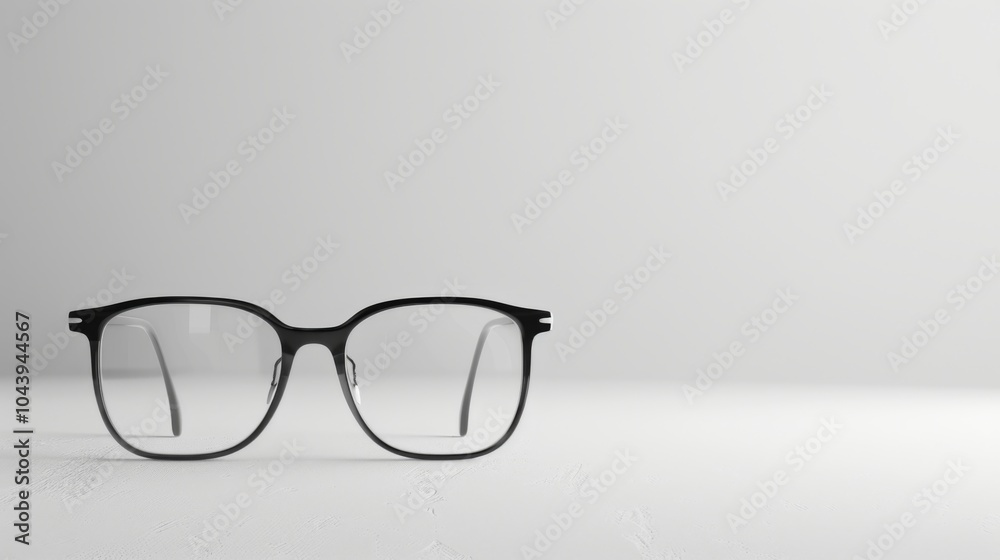 Modern Black Frame Eyeglasses on White Background Modern Black Frame Eyeglasses on White Background