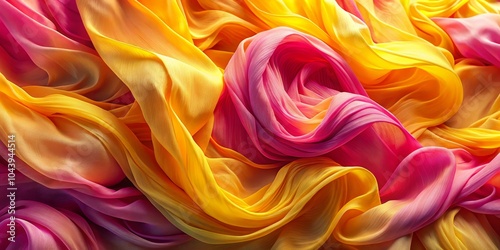 Abstract Flowing Yellow and...