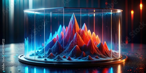 Abstract Neon Mountains in ...