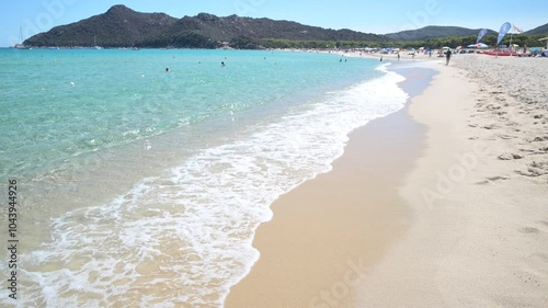 The beautiful white sand beach Cala Sinzias, South Sardinia, Italy