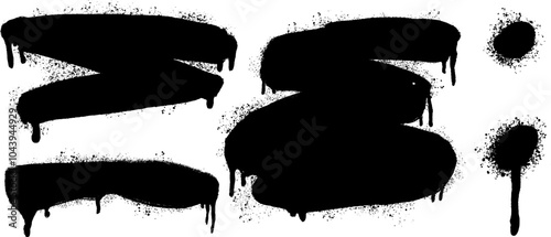 Urban vector art set featuring a grunge splash with spray paint and ink drips. This cool design showcases a textured background and black splatters.