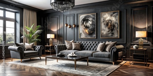 Black and Gold Living Room ...