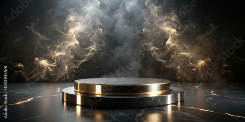 Black Marble Podium with Go...