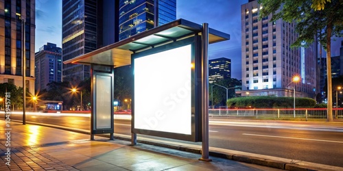 Blank Billboard at Night in...