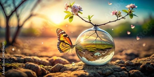 Butterfly on a Branch Refle...