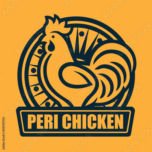 Rooster Vintage Logo Design for Peri Chicken Restaurant