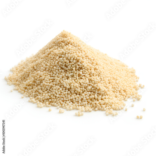 A pile of quinoa seeds isolated white background