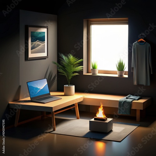 Cozy Living Room with Firep...