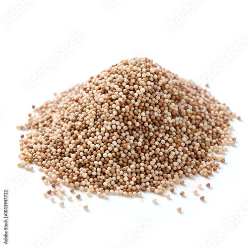 Pile of raw quinoa, isolated background