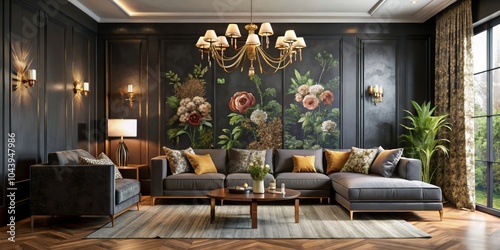 Elegant Living Room with Fl...