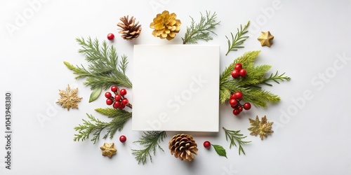 Flat lay Christmas card moc...