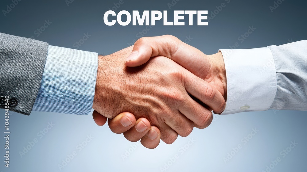 Two hands shaking in a successful business agreement.