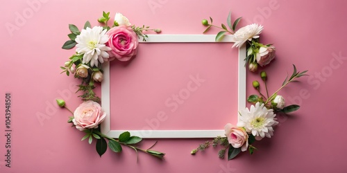 Floral Frame on Pink Backgr...