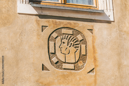 Obraz na płótnie Details of Historic Mural Art on Stary Rynek Square in Poznań, Poland w salonie