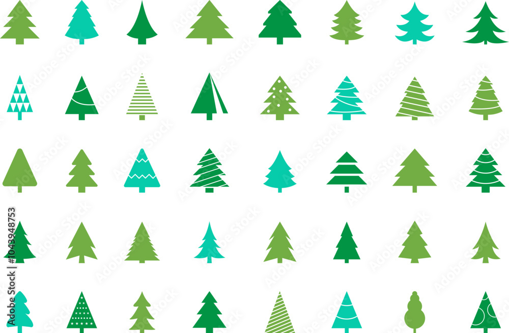 Obraz premium Christmas tree icon. Christmas green tree illustration with star. Christmas tree vector illustration, Tree vector art, xmas tree silhouette, Christmas vector icon.