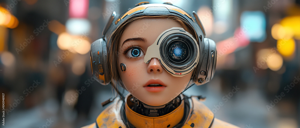 Cyberpunk Child with Camera Eye and Headphones Cyberpunk Child with Camera Eye and Headphones