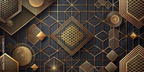 Geometric Gold Abstract Pat...