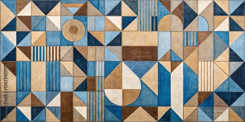 Geometric Wooden Tile Wall,...
