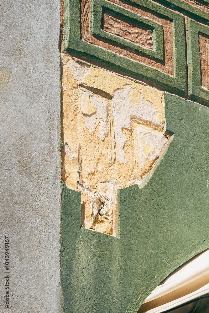 Deterioration of a Colorful House Wall on Stary Rynek Square in Poznań, Poland