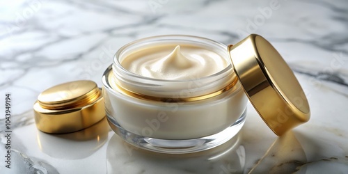 Gold and Glass Cream Jar on...