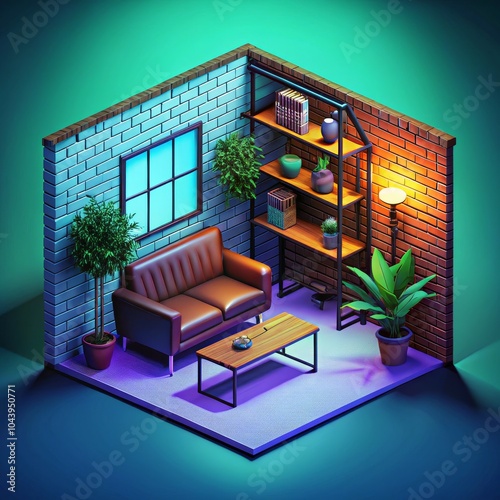 Isometric Living Room with ...