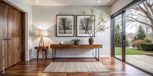 Modern Entryway with Wooden...