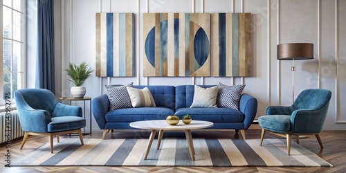 Modern Living Room with Blu...